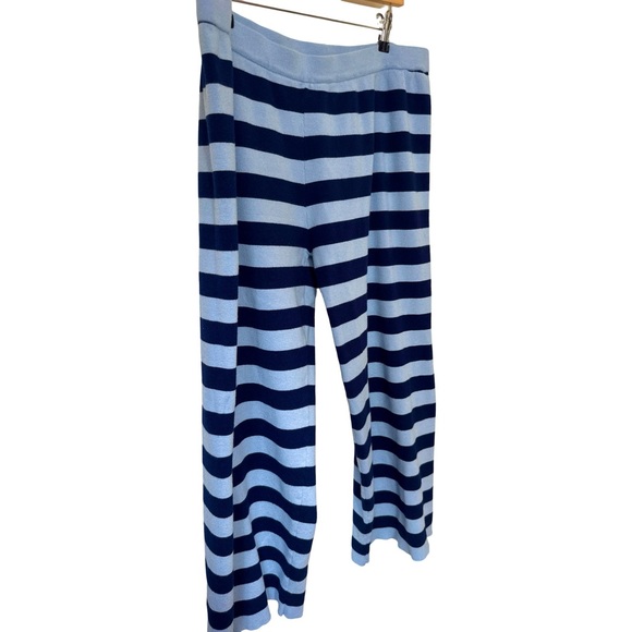 BOHME Joey Striped Wide Leg Pants in Navy Size XL Worn Once - Picture 8 of 9